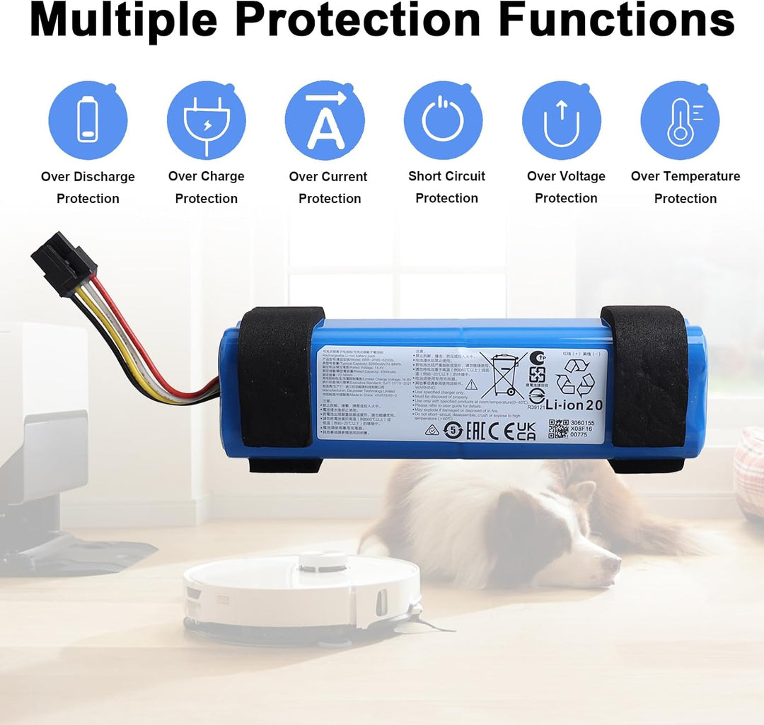 5200mAh Lithium-Ionen-Akku, kompatibel mit Roborock S8, MaxV Ultra &amp; Qrevo Slim, Li-Ionen-Akku für Q