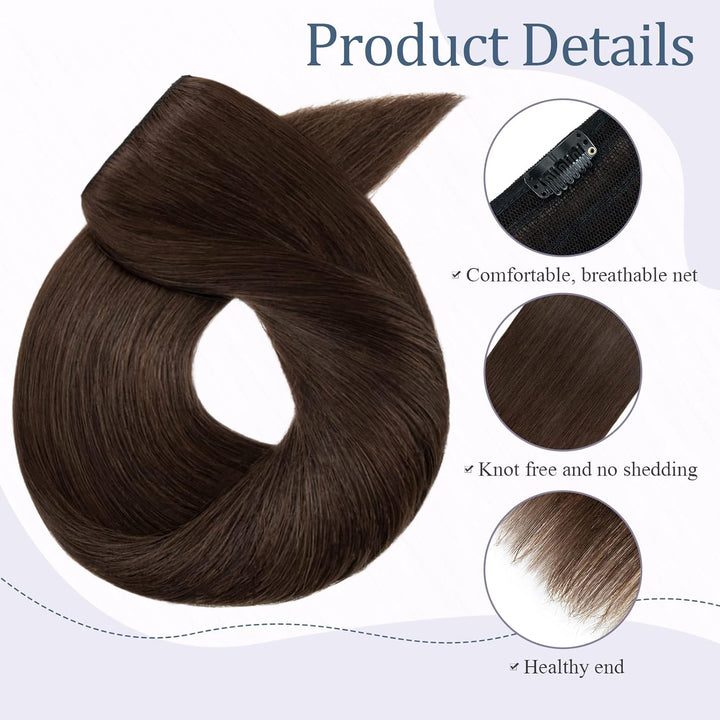 Clip in Extensions Echthaar 1Pc 5 Clips Extensions Echthaar Clip in Weich Natürlich Glatt Haarverlän