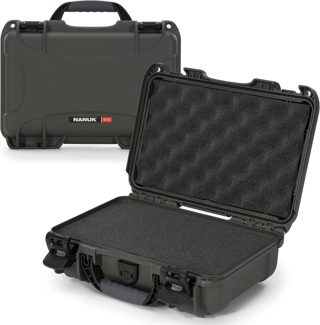 Nanuk 909 Wasserdichter Hartschalenkoffer Mit Plüschschaumeinlage - Olive Olive Cubed Foam, Olive Cu