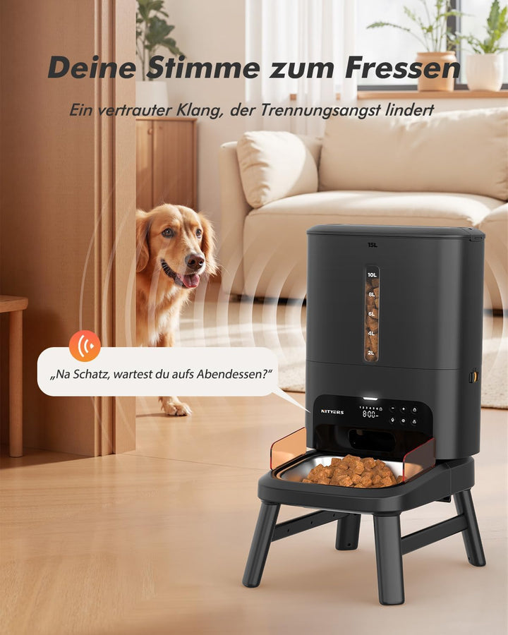 Futterautomat Katze für grosse Hunde, 15L grosse Kapazität für Katzen &amp; Hunde | Katzenfutter für 2–2