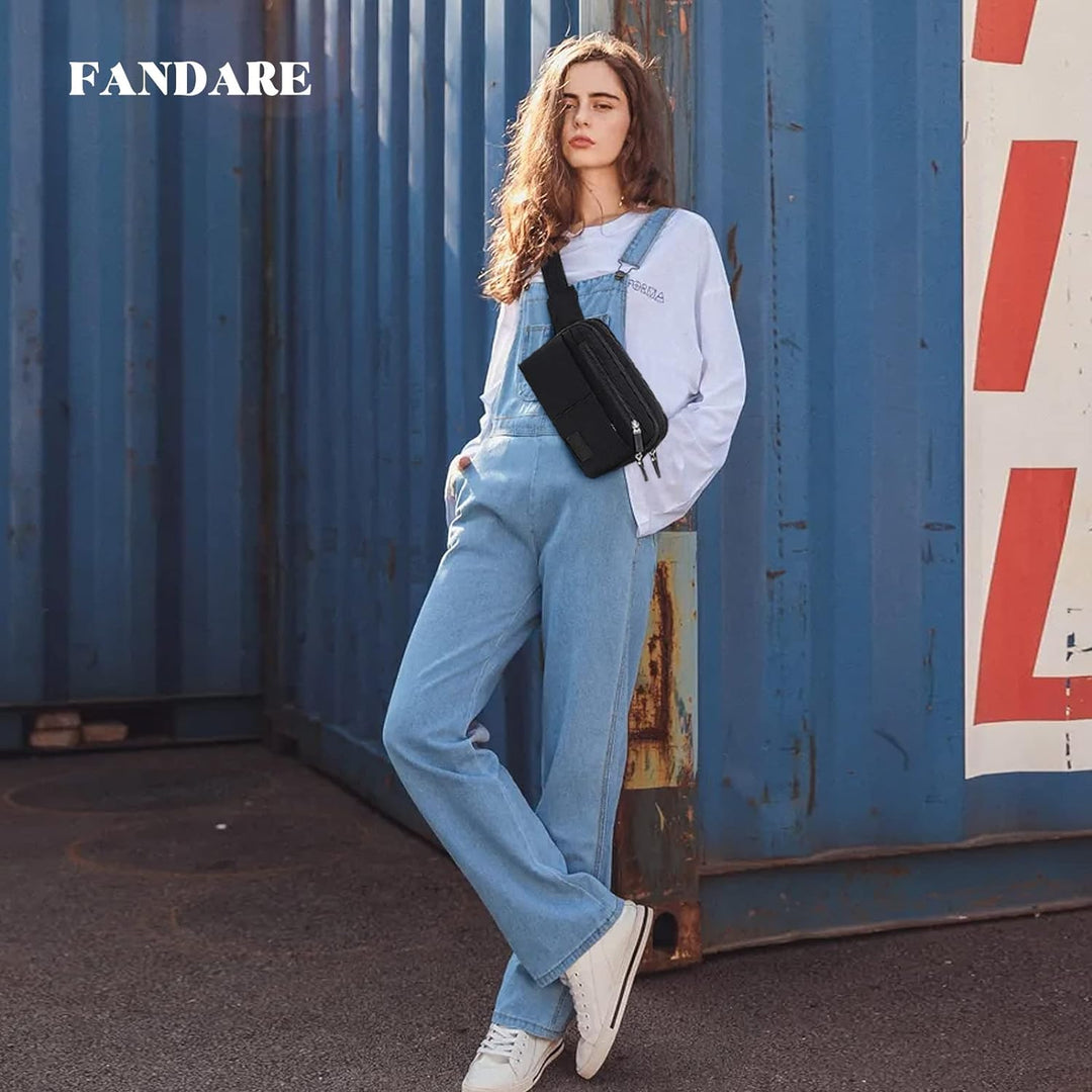FANDARE Ultraleicht Bauchtasche Brusttasche Gürteltasche Hüfttasche Sport Sling Bag Damen Umhängetas