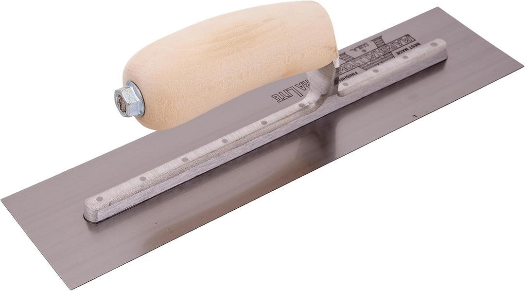Marshalltown MXS7 12 X 5 Carbonstahl-Glättkelle - Gebogener Holzgriff