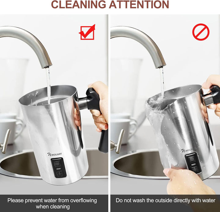 NWOUIIAY Milchaufschäumer Elektrisch 500W Edelstah Automatischer Milchschäumer 240ml Für heissen und