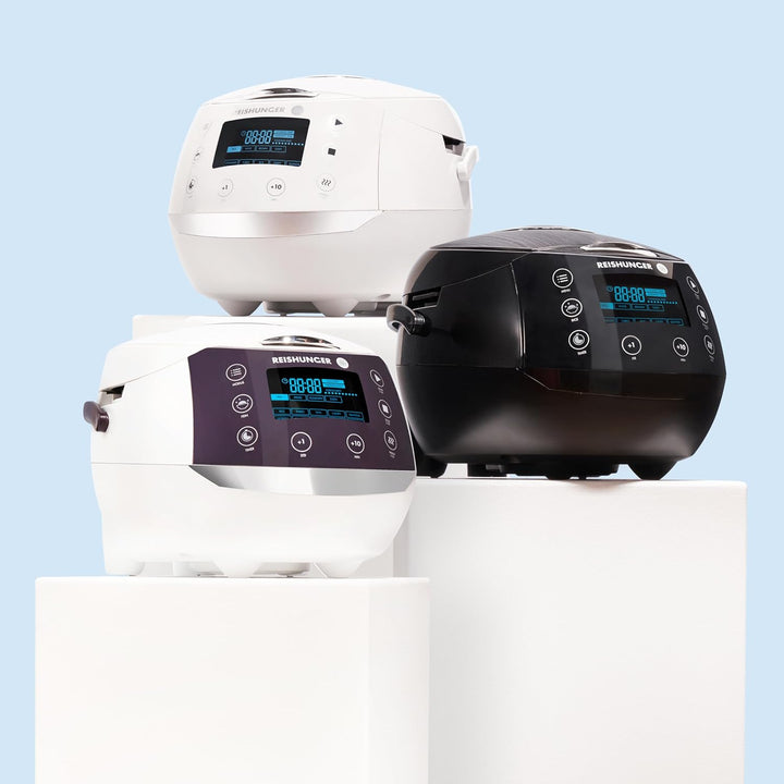 REISHUNGER Digitaler Reiskocher & Dampfgarer Weiss | 1,5 L bis 8 Personen | Warmhaltefunktion, Timer