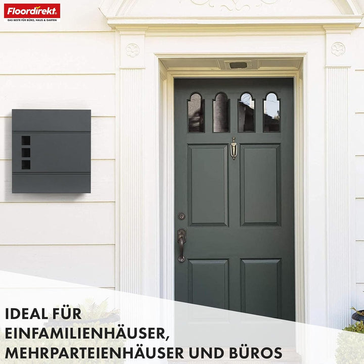 Floordirekt Moderner Briefkasten, mit Zeitungshalter, Deckel, abschliessbar mit Sichtfenstern und Ze