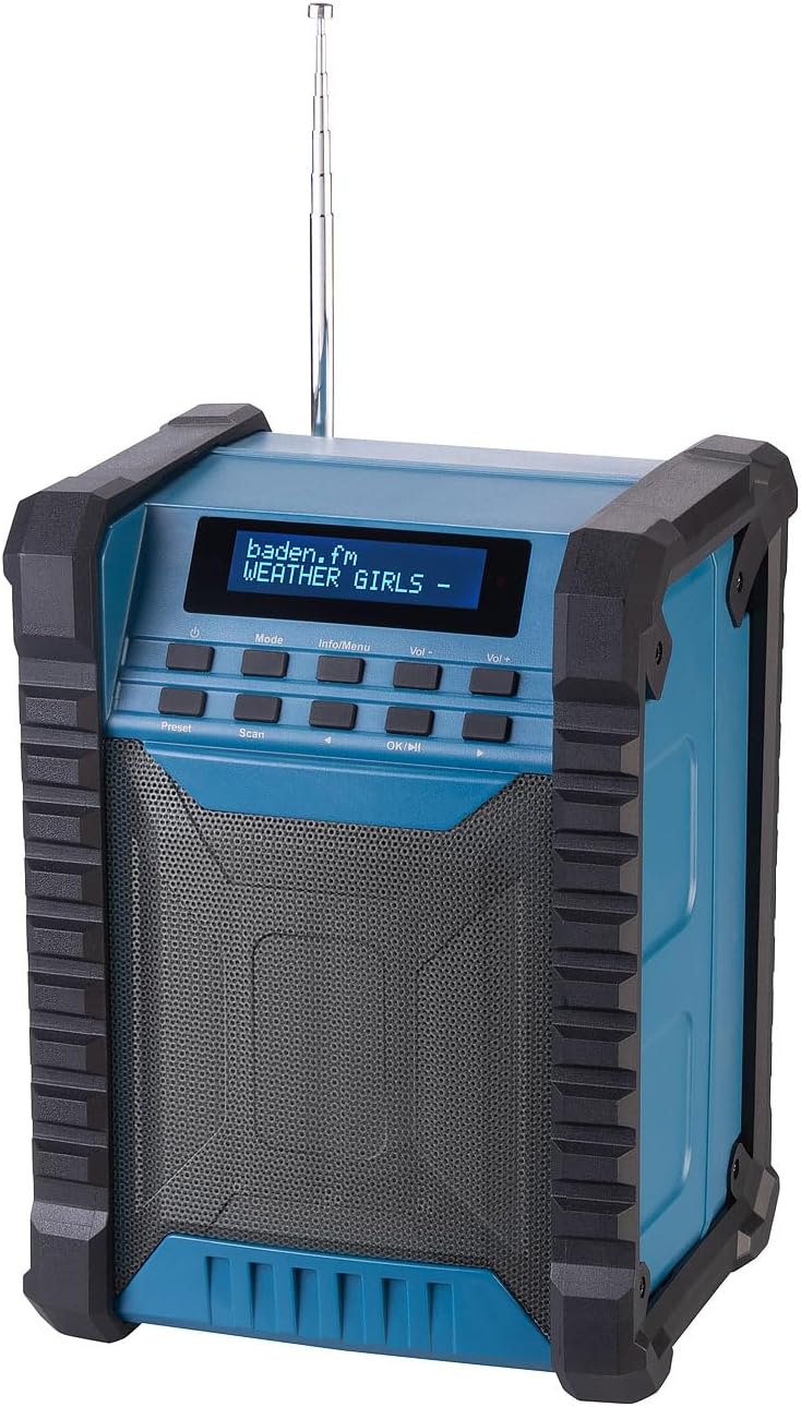 auvisio Lautsprecher, Bluetooth: Digitales DAB+/FM-Baustellenradio, Bluetooth, 80 Watt, IP54, Akku (