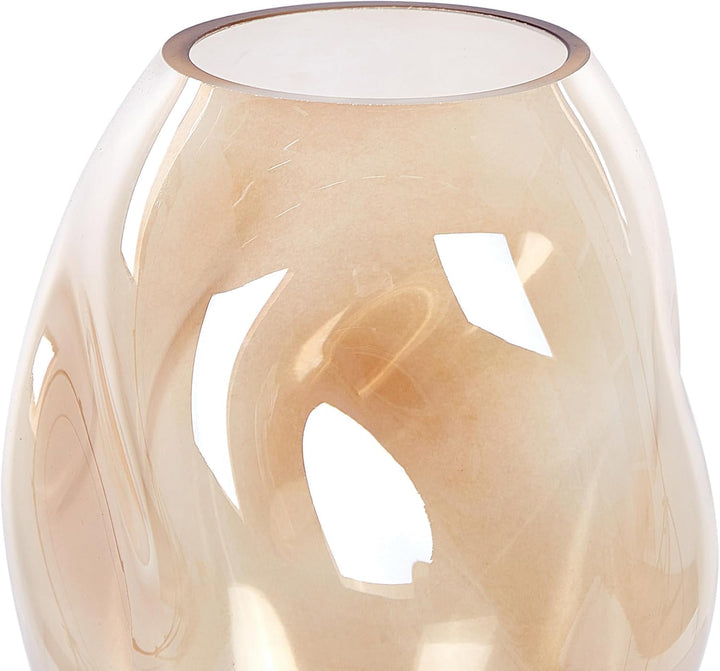 Deko Blumenvase Glas orange 20 cm bauchig geschwungen breite Öffnung Gerakini