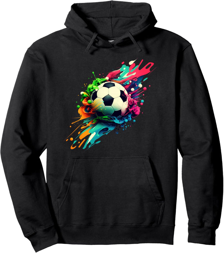 Fussball Mit Bunten Farbspritzern Party Crew Pullover Hoodie