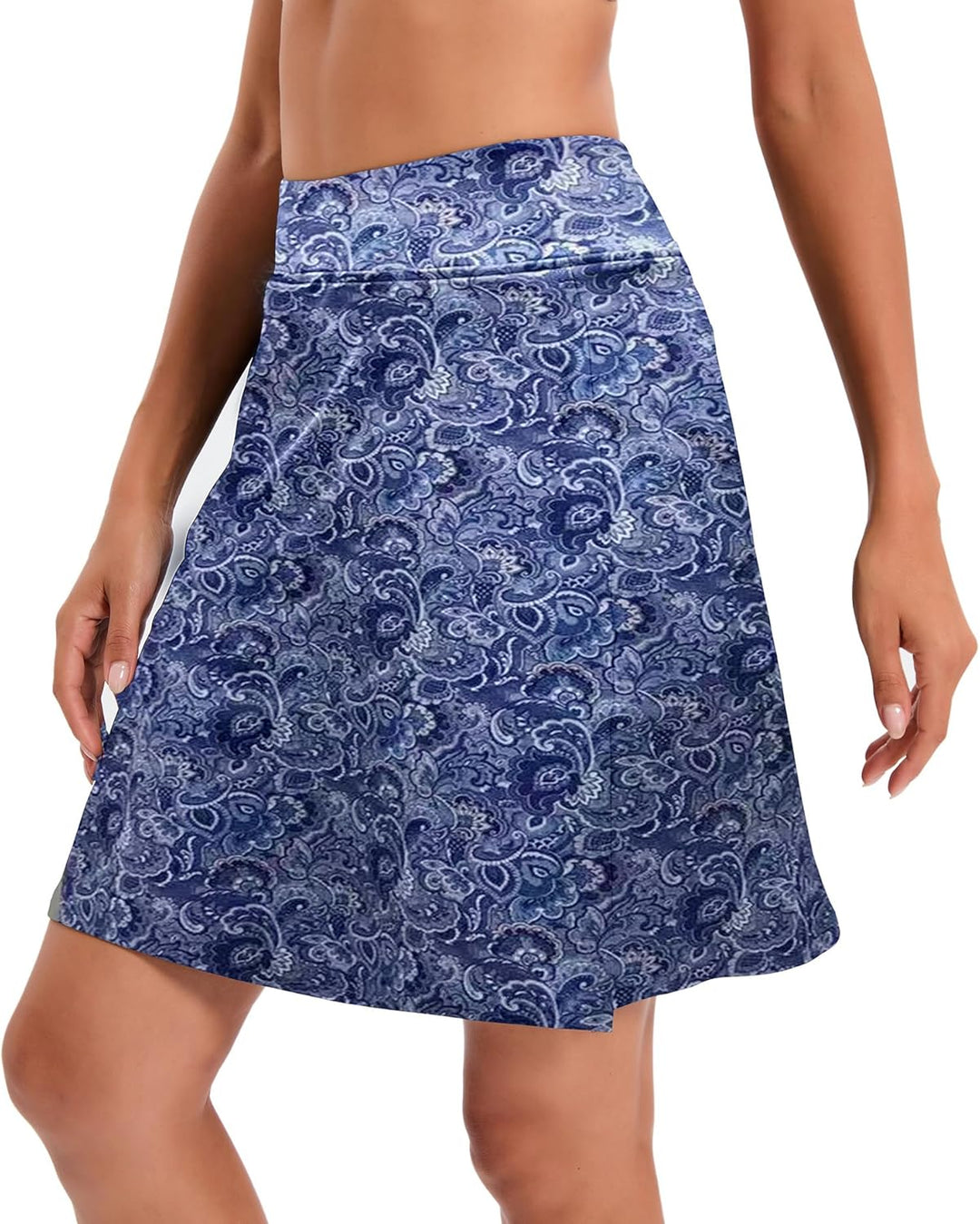 Timuspo Damen Activewear Knielanger Hosenrock mit Innenshorts Athletischer Tennisrock mit Hoher Tail