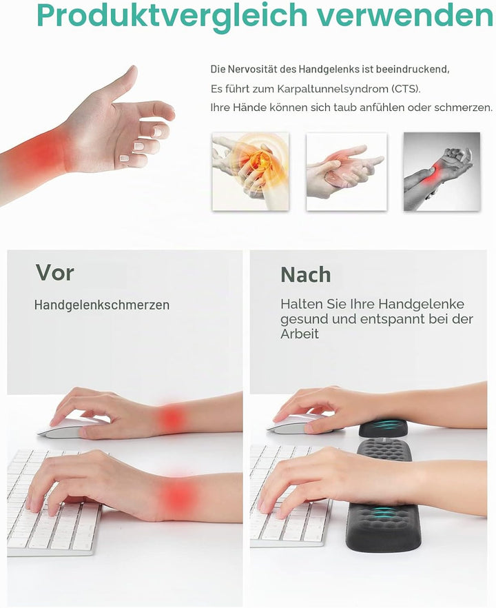 Meatanty Handgelenkauflage für Tastatur und Maus, gepolstert, Memory-Schaum, Handauflage für Büro, C