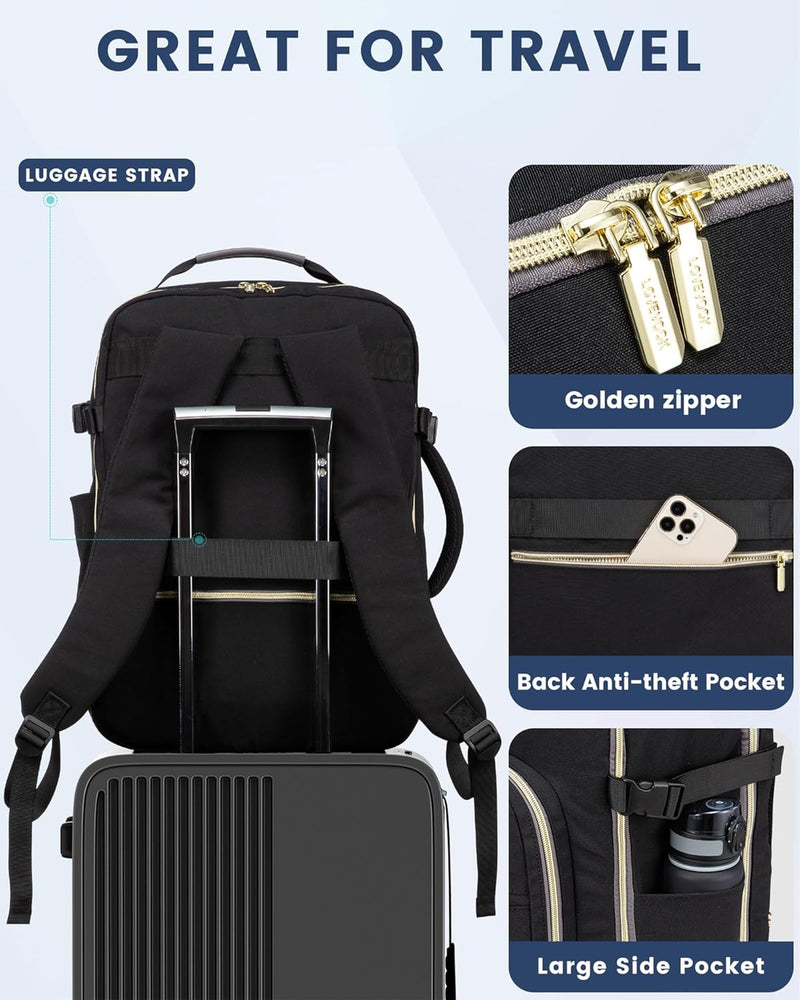 LOVEVOOK Handgepäck Rucksack Flugzeug, 40L Gross Reiserucksack Damen Kofferrucksack, Wasserdicht Rei