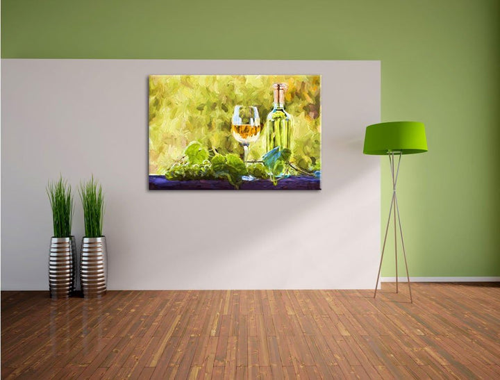 Pixxprint edler Wein und Weintrauben als Leinwandbild/Grösse: 100x70 / Wandbild/Kunstdruck/fertig be