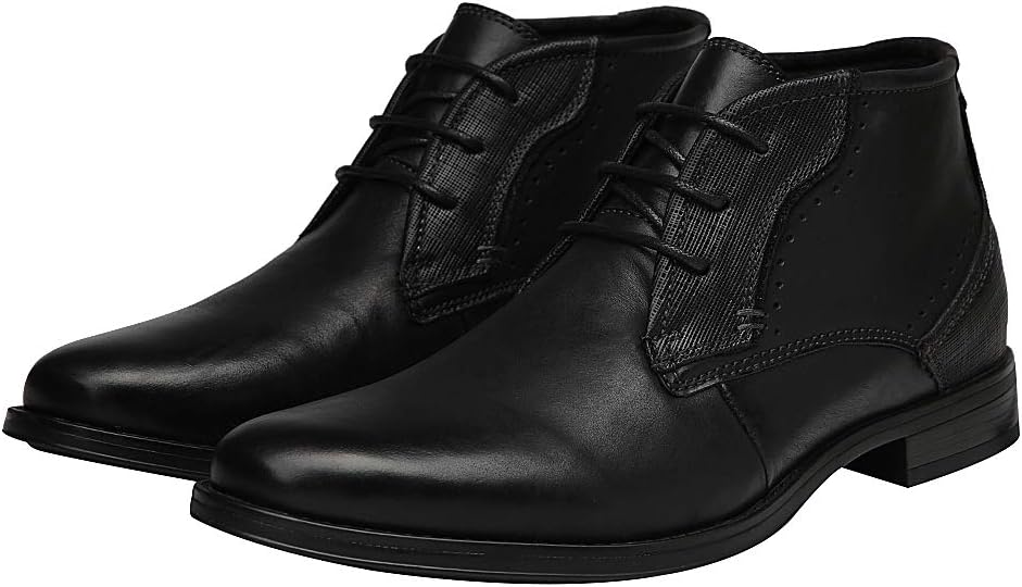 rismart Herren Knöchel hoch Runder Zeh Stilvoll Leder Chukka Bootsschuhe 39 EU Schwarz A, 39 EU Schw