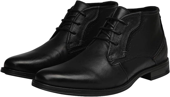 rismart Herren Knöchel hoch Runder Zeh Stilvoll Leder Chukka Bootsschuhe 39 EU Schwarz A, 39 EU Schw