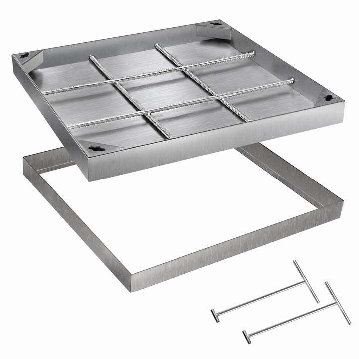 uyoyous Schachtabdeckung 300x300mm 201 Edelstahl Versenkte Schachtdeckel mit Rahmen Unsichtbare Scha