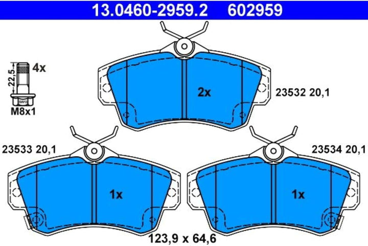 ATE 13.0460-2959.2 Bremsbelagsatz, Scheibenbremse