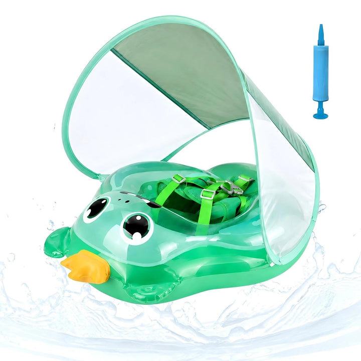 Baby Schwimmring mit Sonnendach, Schwimmring Baby ab 3 Monate, Aufblasbarer Baby Swim Float mit Sich