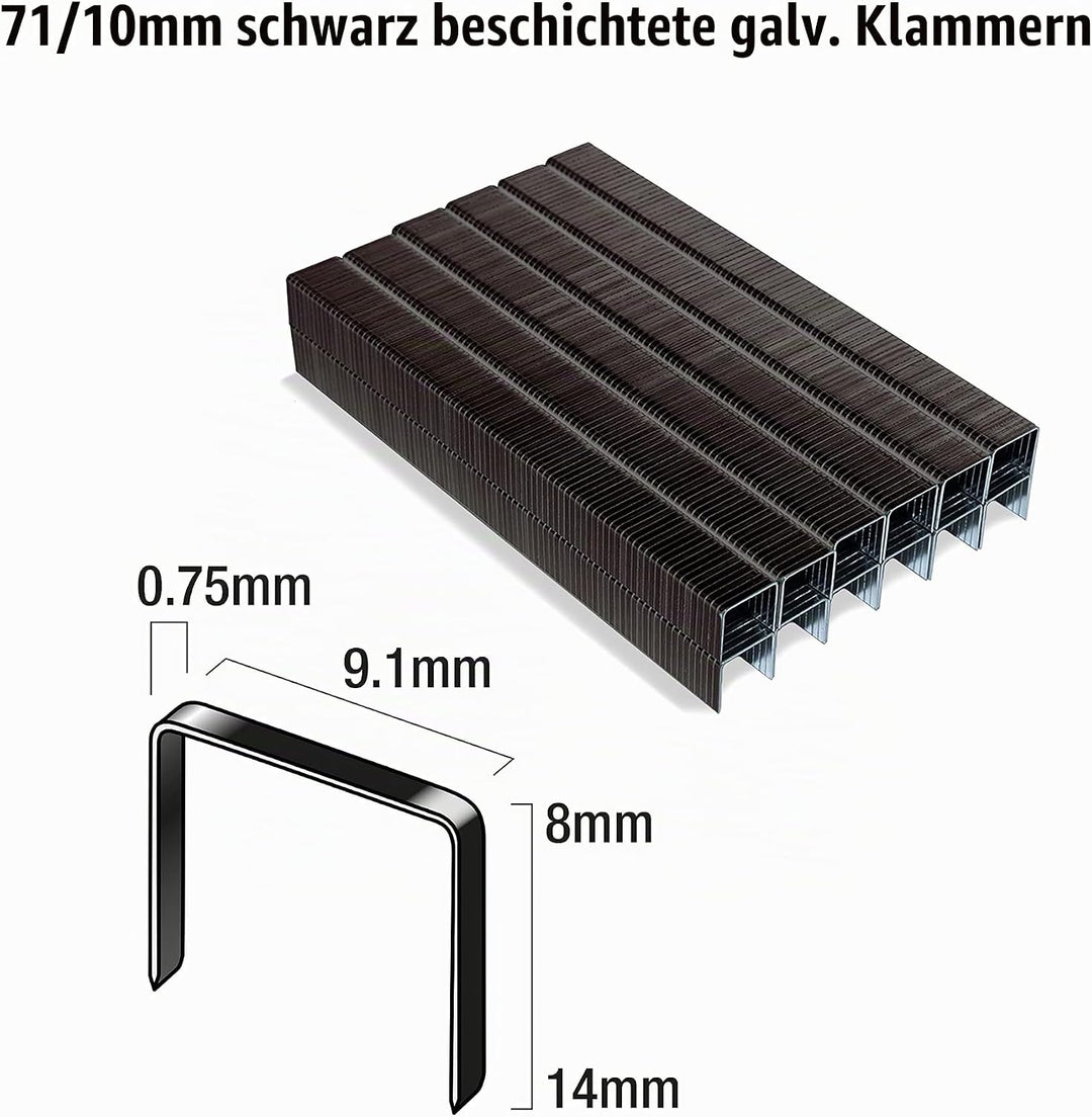 Tacwise 0373 Polsterklammern Typ 71/10 mm, verzinkt, schwarz, Schwarz, 20.000 Stück