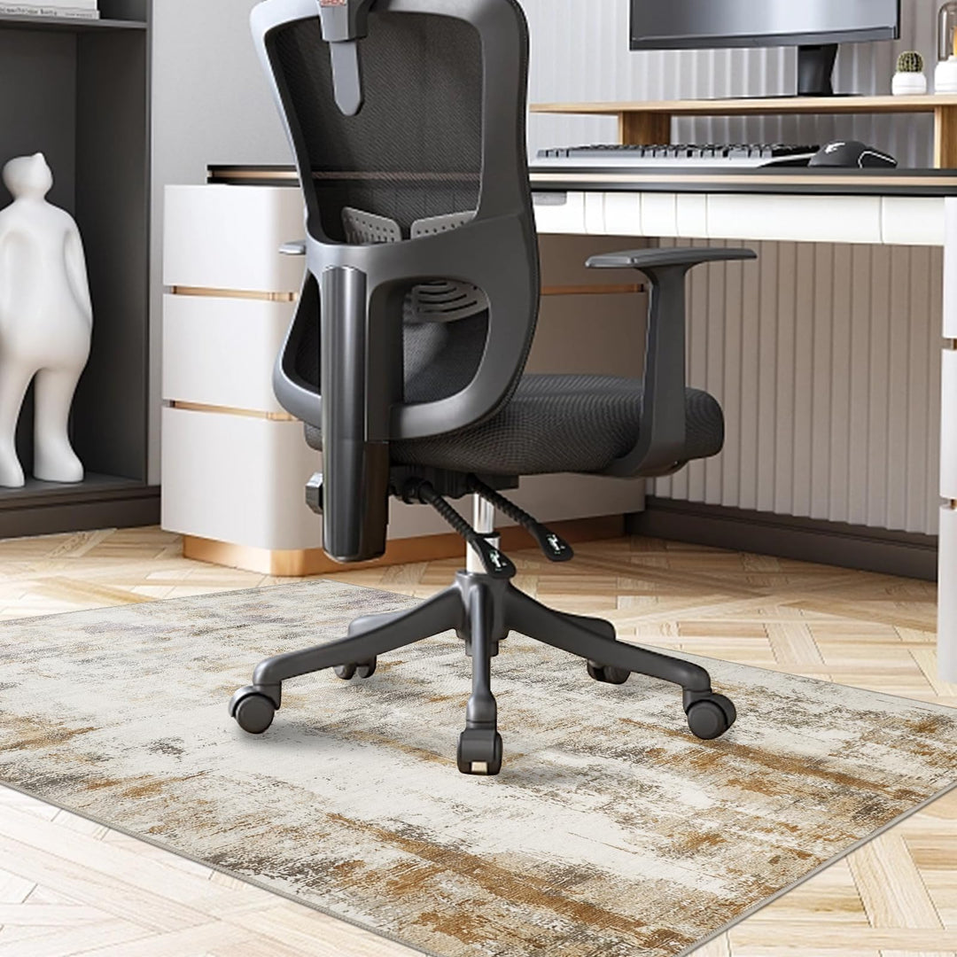 Famibay Bodenschutzmatte Bürostuhl 90x120cm Home Bürostuhl Unterlage Beige Braun Kratzfest Schreibti