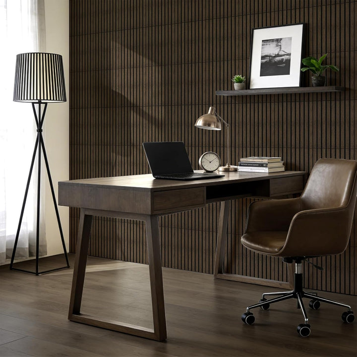 WADILE Selbstklebende Holz-Lamellen Wandpaneele 30×40 cm, PVC Akustikpaneele Schallabsorbierend für