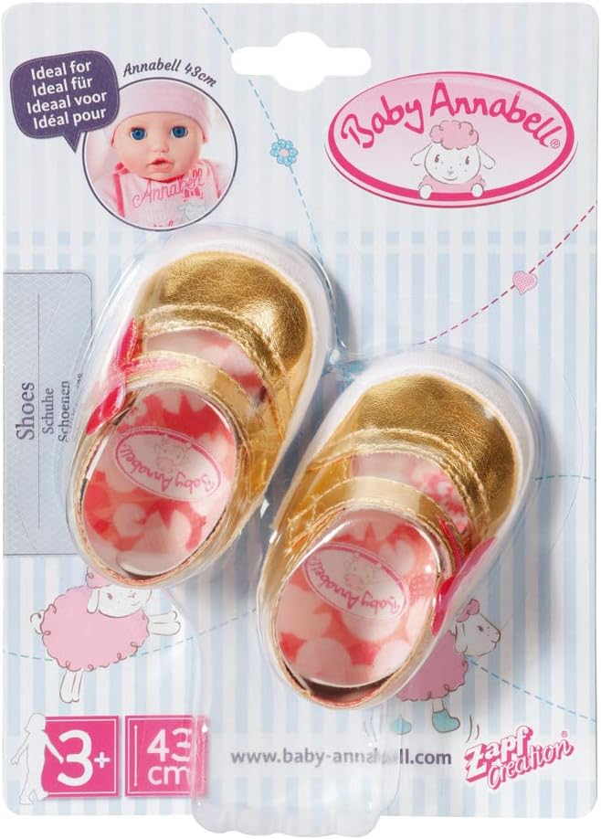 Baby Annabell Zapf Creation 703106 Schuhe, Puppenkleidung Puppen Zubehör, Puppenschuhe für 43 cm gro