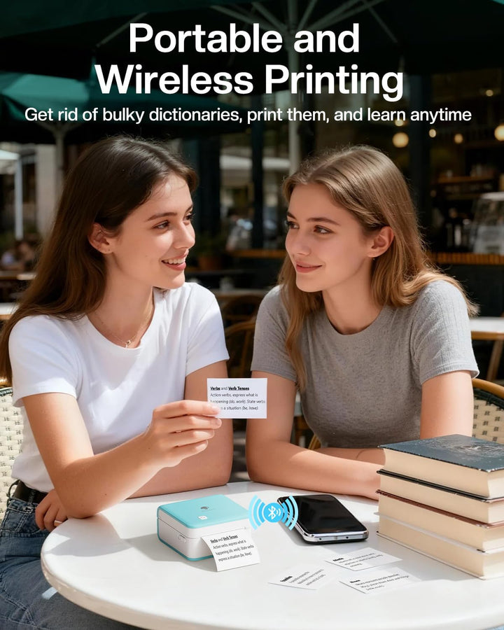 Phomemo Mini Drucker, P2S Aufkleber Drucker 300 DPI Mini Thermodrucker Bluetooth Fotodrucker, Studen