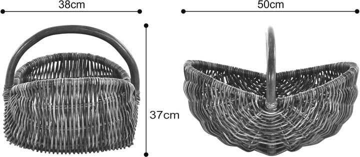 Einkaufskorb/Bügelkorb/Shopper aus echtem Rattan, Henkel- Trage-Korb leicht und stabil (Blau), Blau