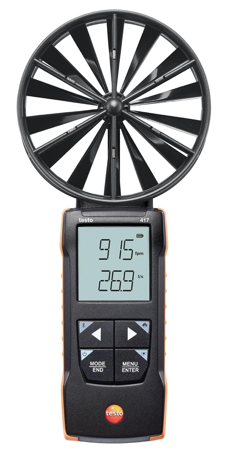 testo - 417 - 0563 0417 - Digitales 100 mm-Flügelrad-Anemometer mit App-Anbindung zur Messung von Lu
