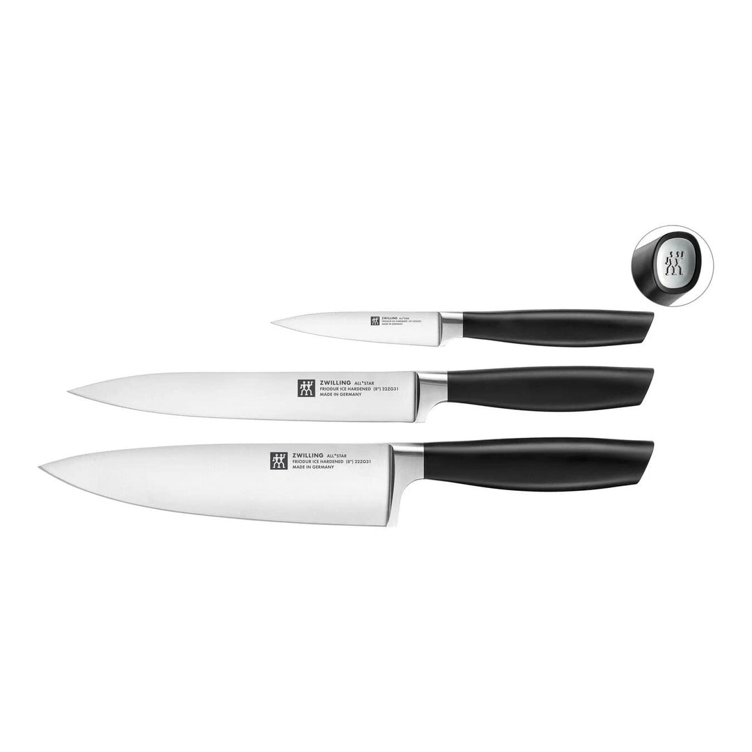 Zwilling All * Star Messerset 3-tlg, Silber Kochmesser Küchenmesser Eisgehärtete FRIODUR Klinge