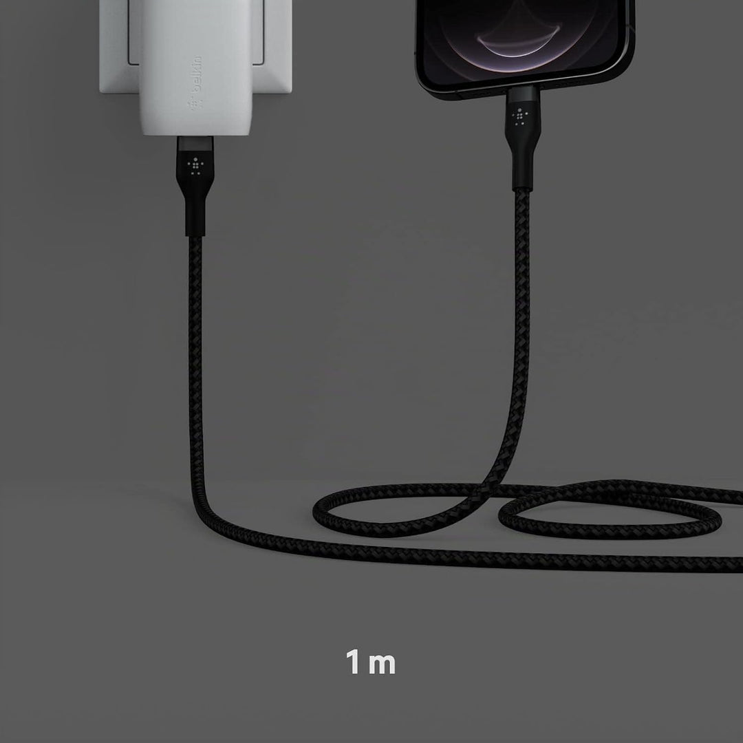 Belkin BoostCharge Pro Flex geflochtenes USB-C/Lightning-Kabel, 1 m, MFi-zertifiziert, 20 W, zum Sch