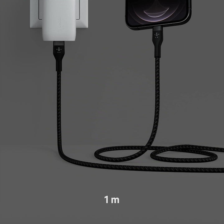 Belkin BoostCharge Pro Flex geflochtenes USB-C/Lightning-Kabel, 1 m, MFi-zertifiziert, 20 W, zum Sch