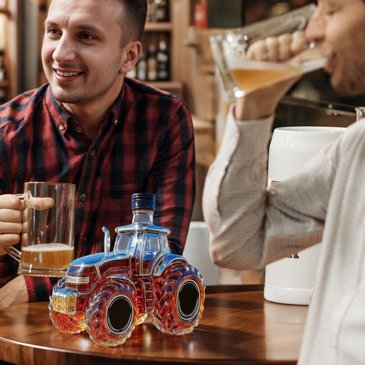 Whiskey-Glasflaschen, 300 ml, Traktor-Design, Getränkebehälter – Wodka-Whiskey-Flaschenspender, für