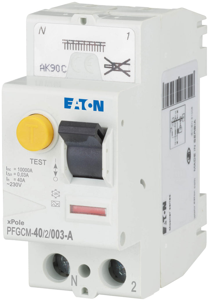 EATON 109272 PFGM-40/2/003 – Differentialschalter – Weiss – Controller schwarz – 2 Pole / 40 A / 30