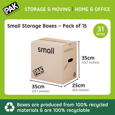 StorePAK Kleine Aufbewahrungskartons, Archivkisten mit Griffen, 31 Liter, 100 % recycelbar, 35 x 35