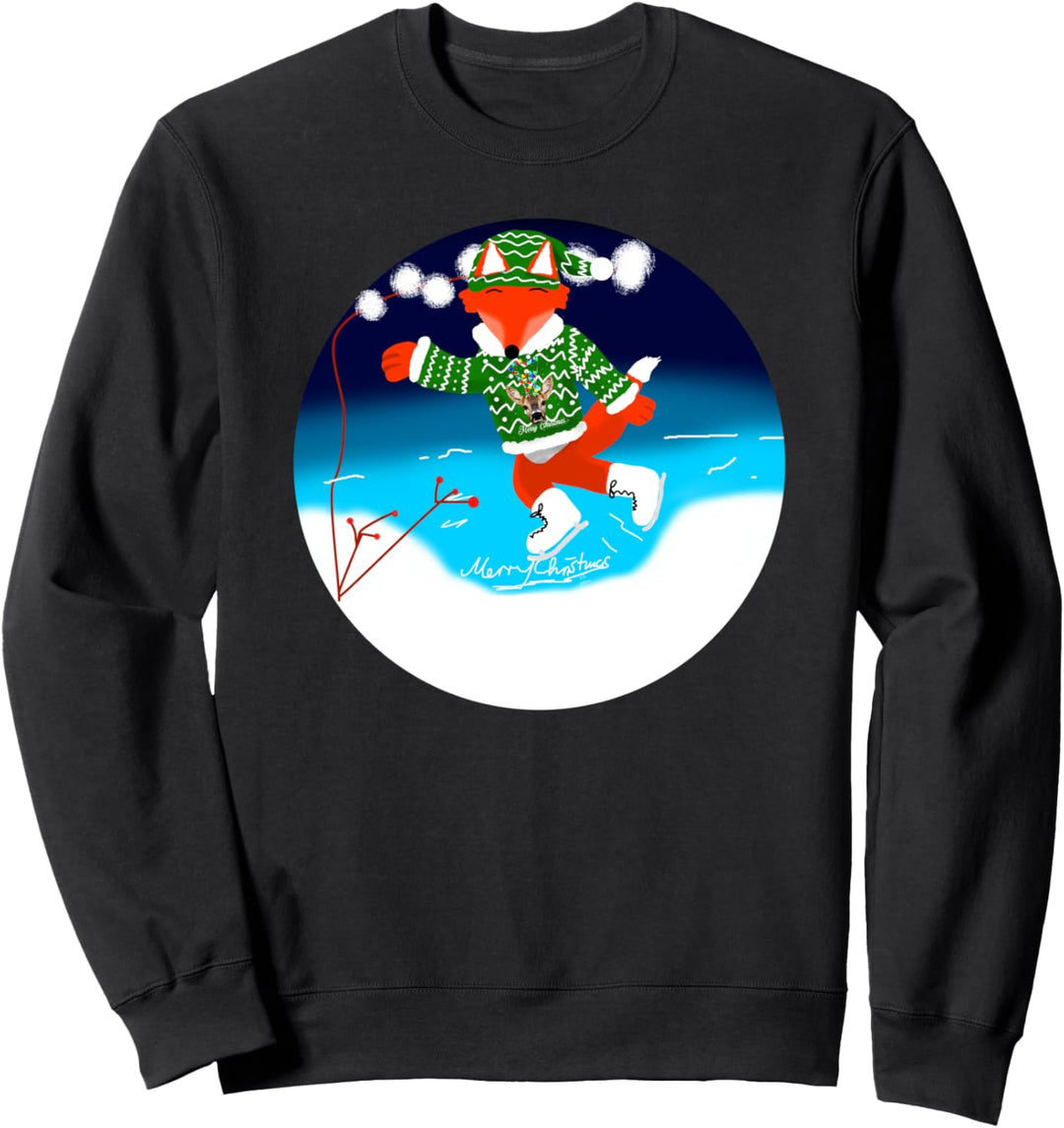 Weihnachten hässlicher Pullover Fuchs auf Eis hässliche Weihnachten Sweatshirt