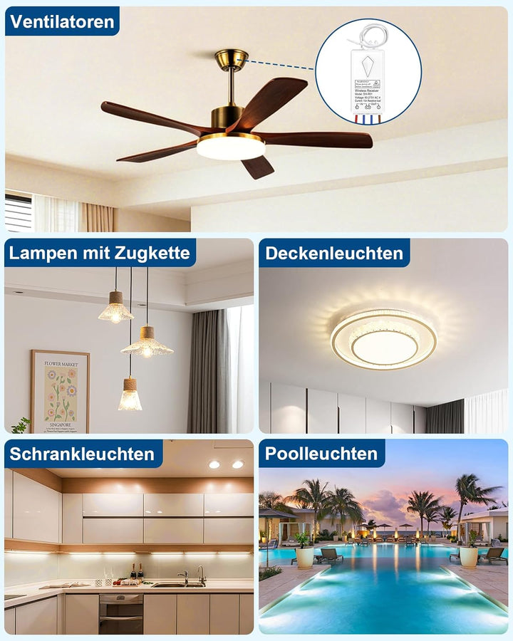 230V Funkschalter - Thinkbee 1000 Watt Ein Aus Funk Lichtschalter Set Für Licht, 80~275V Wireless Sw