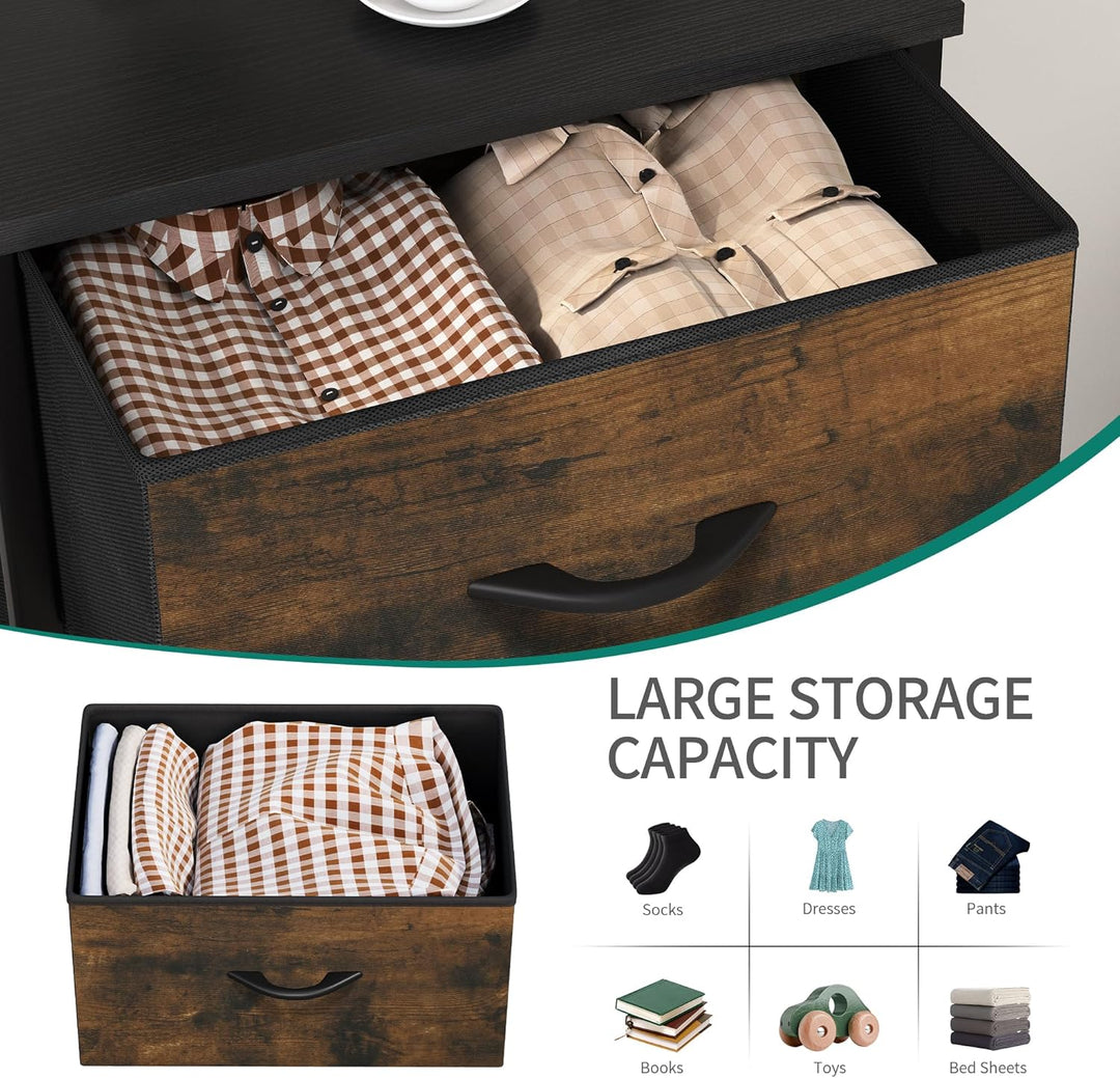 YITAHOME kommode mit Schubladen, Schrank mit 5 Schubladen aus Stoff, Aufbewahrungskommode Modernen S