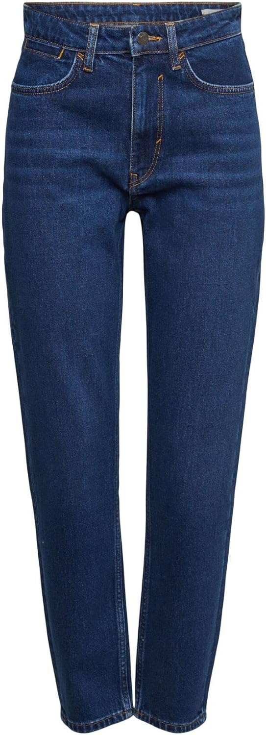 ESPRIT Jeans mit hohem Bund und geradem Beinverlauf 24 Blue Dark Washed, 24 Blue Dark Washed