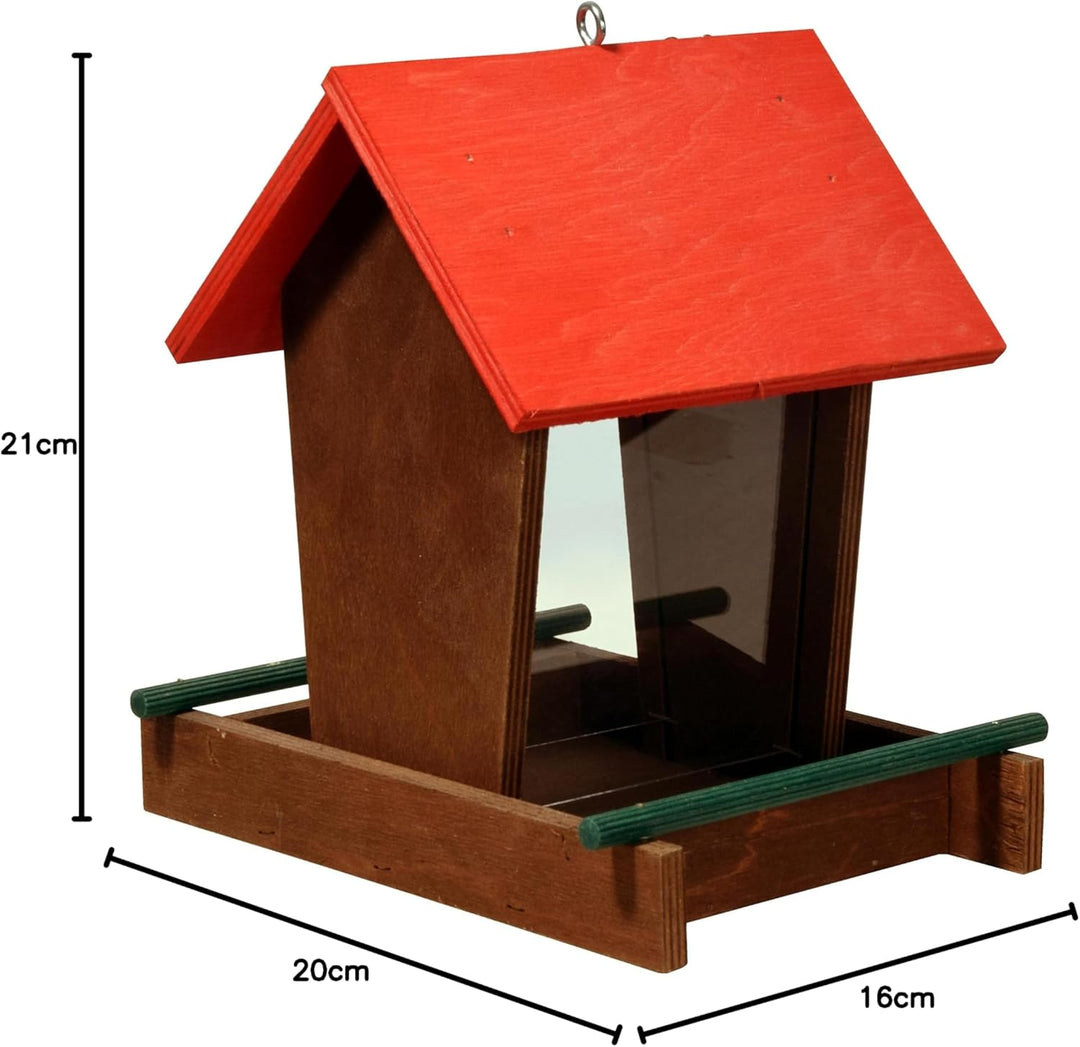 dobar® 91108FSCe Vogelfutterstation Holz hängend - Vogelfutterspender Holz mit Futtersilo - Vogelhau