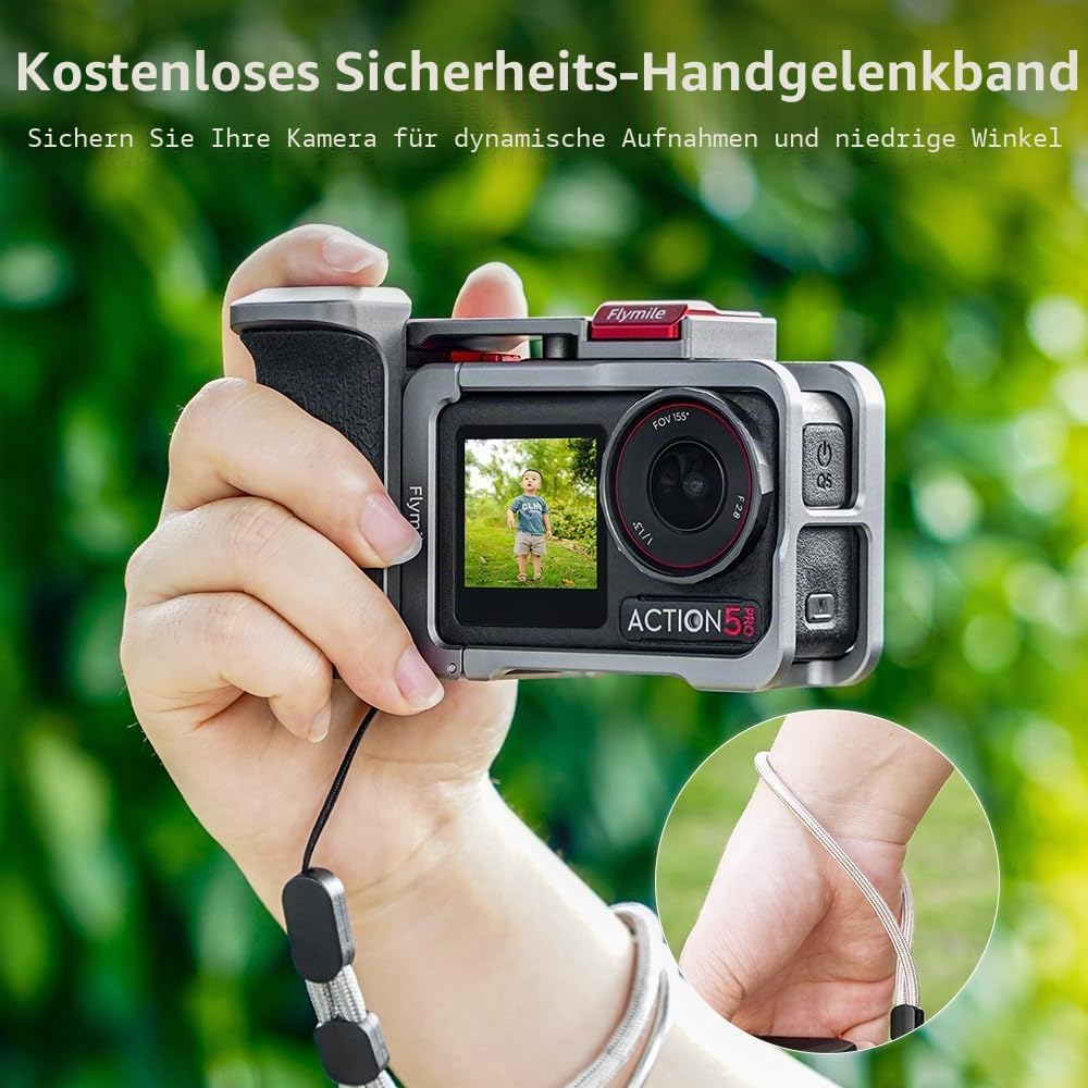 BRDRC Grip Kit für DJI Action 5 Pro 4 3 (mit Käfig), Griffhalter-Bundle Erweiterungshalterung mit Au