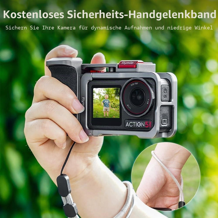 BRDRC Grip Kit für DJI Action 5 Pro 4 3 (mit Käfig), Griffhalter-Bundle Erweiterungshalterung mit Au