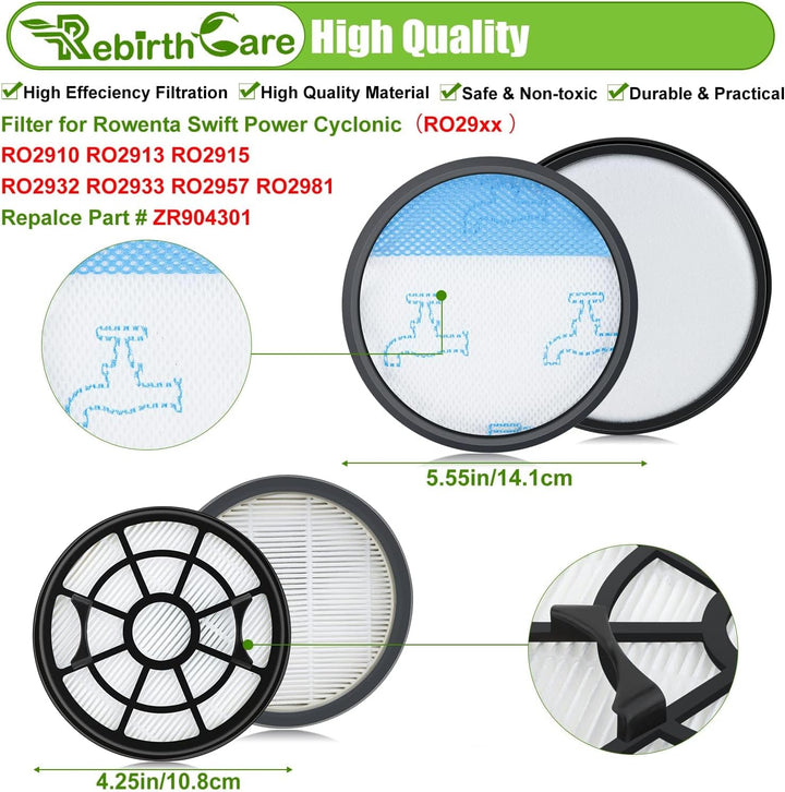 Rebirthcare 3 Pack HEPA Filterset für Rowenta Swift Power Cyclonic RO29xx Staubsauger Filter RO2910E