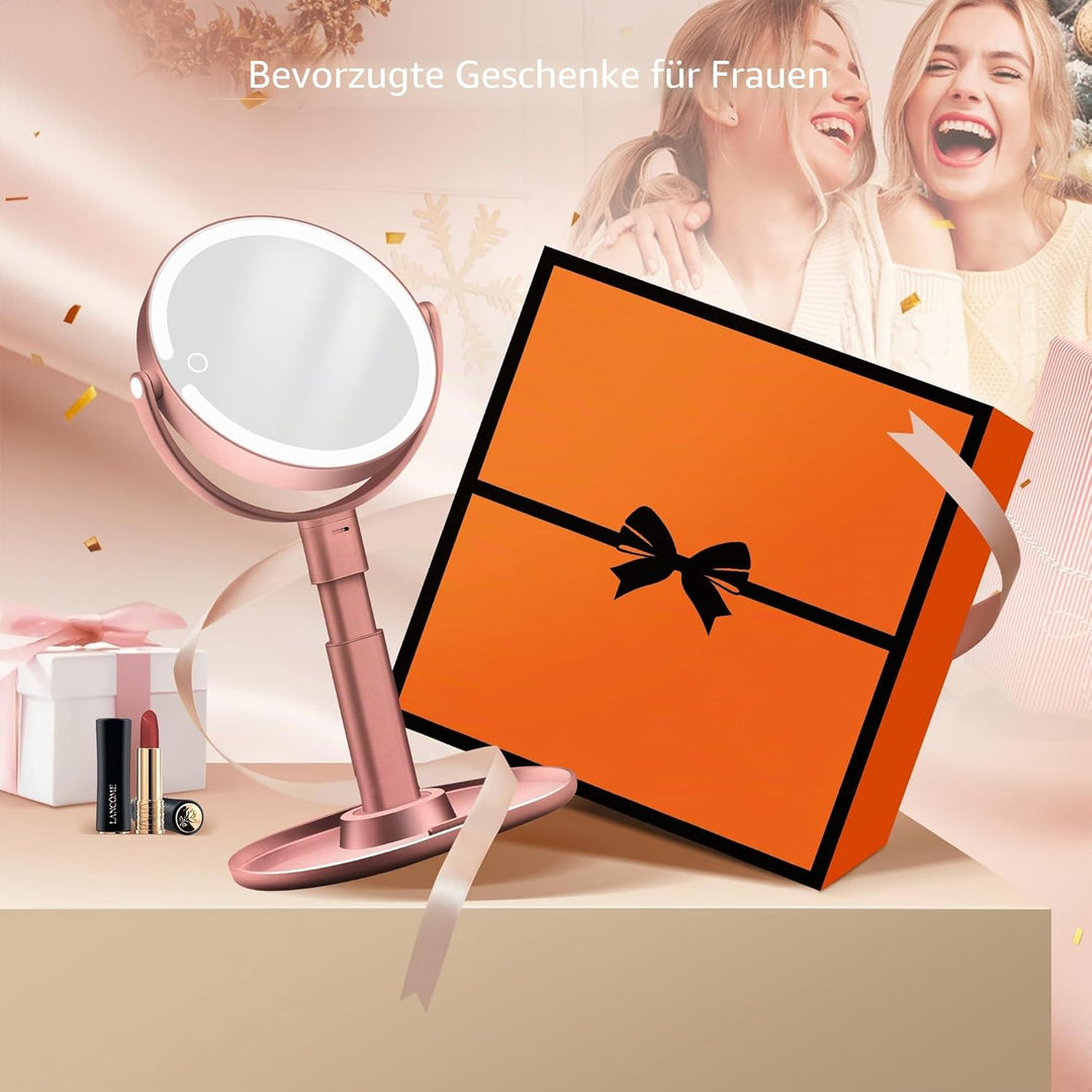 B Beauty Planet Beleuchteter Makeup Spiegel 30X Vergrösserungsspiegel mit 3 Farblicht, dimmbare LED