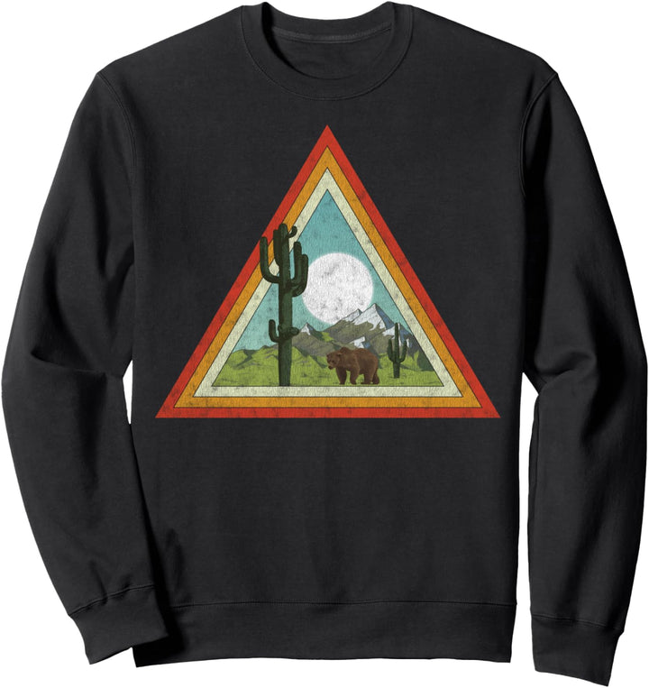 Desert Vintage Retro Style Graphic Sunset Bear Cactus Texas Sweatshirt