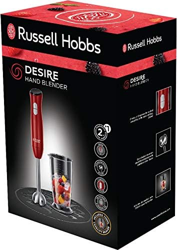 Russell Hobbs Stabmixer [Pürierstab] Desire Rot (2 Geschwindigkeitsstufen, spülmaschinengeeigneter M