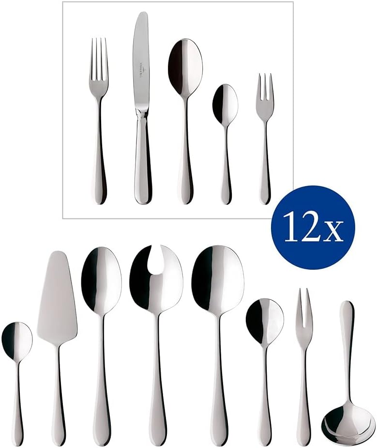 Villeroy & Boch – Oscar Tafelbesteck 68 teilig, 12 Personen, spülmaschinenfest, rostfrei, Besteck Ed