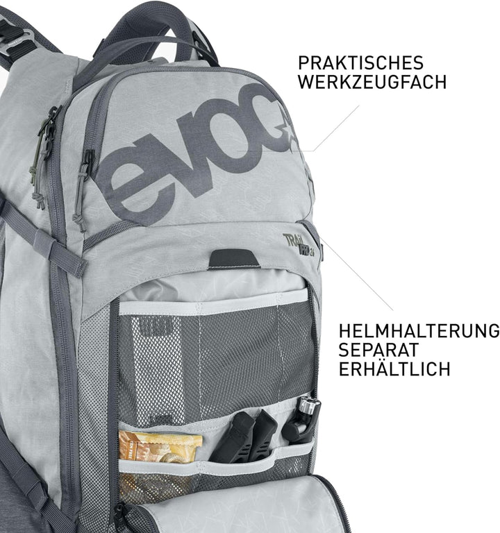 EVOC TRAIL PRO 10l Rucksack für Trailriding & Renneinsätze, Backpack 26l S-M Steingrau/Carbon Grau,