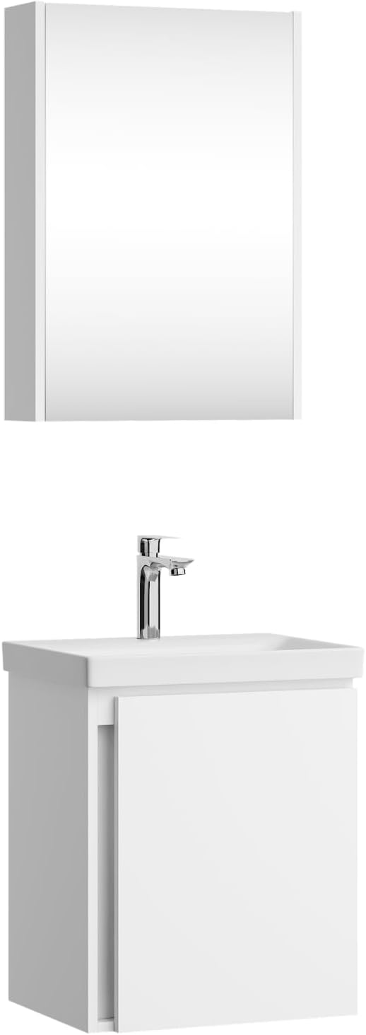 Planetmöbel Waschtisch mit Unterschrank 50 cm inkl. Spiegelschrank 50cm, Badmöbel Set mit Waschbecke