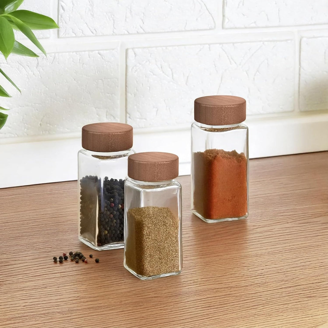 WENKO Gewürzstreuer Mod. Anni Glas-Gewürzstreuer 12er Set mit FSC Bambus Deckel für nachhaltige Küch