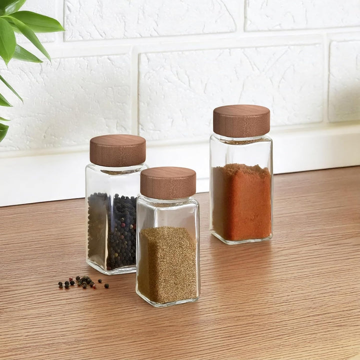 WENKO Gewürzstreuer Mod. Anni Glas-Gewürzstreuer 12er Set mit FSC Bambus Deckel für nachhaltige Küch